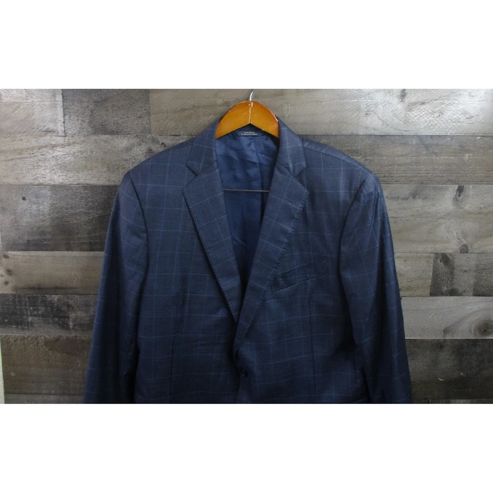 Brooks Brothers Blazer Mens 44 Regular Navy Windowpane 1818 Regent Wool Made USA